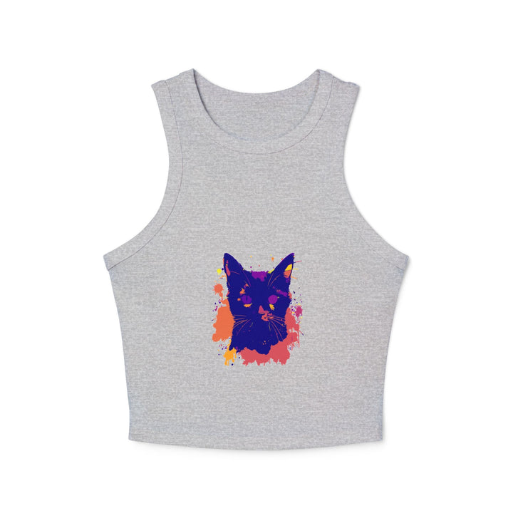 Black Cat Watercolor Racerback Tank Top - Colorful Splatter Tank Top - Blululi