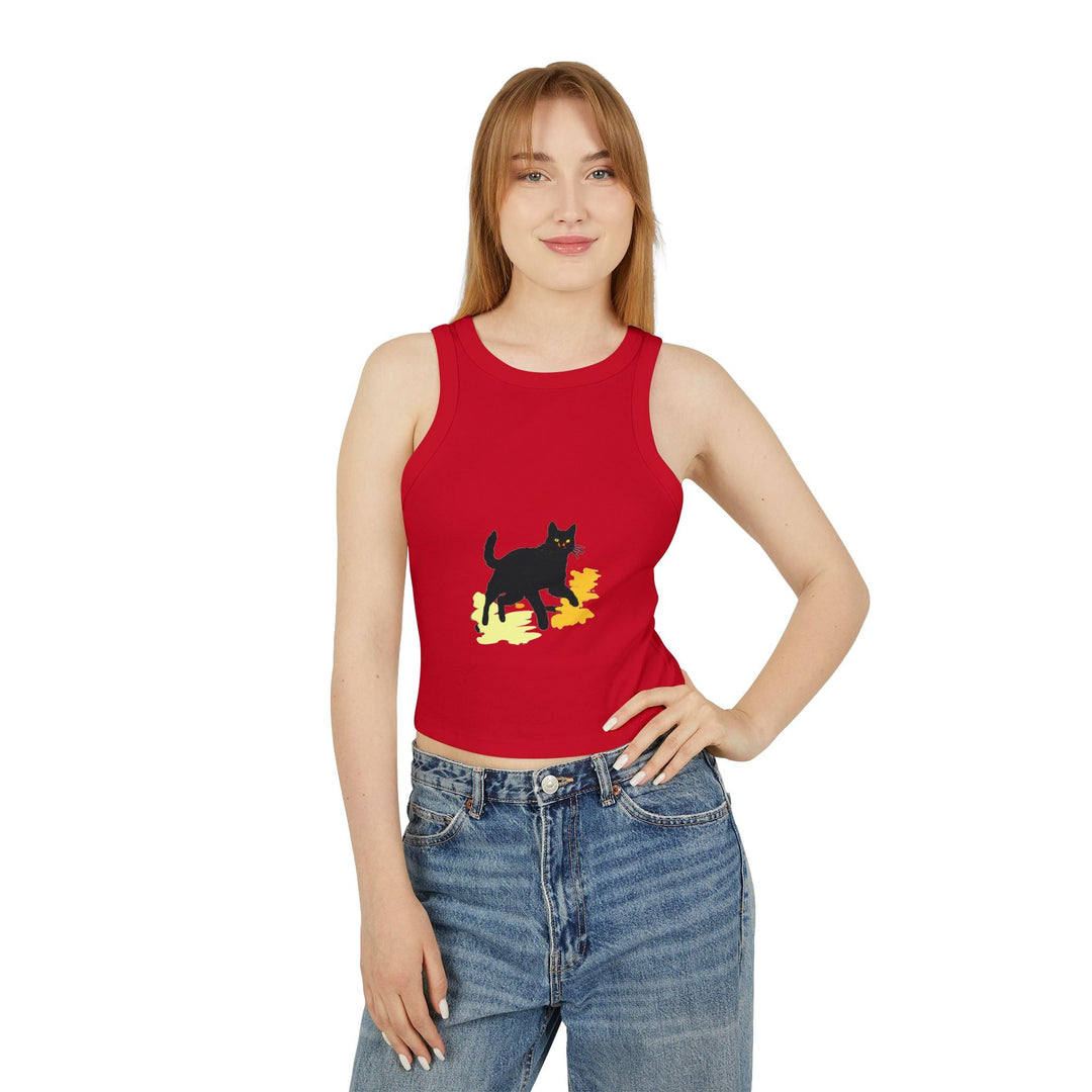 Black Cat Watercolor Racerback Tank Top - Mysterious & Cool Tank Top - Blululi