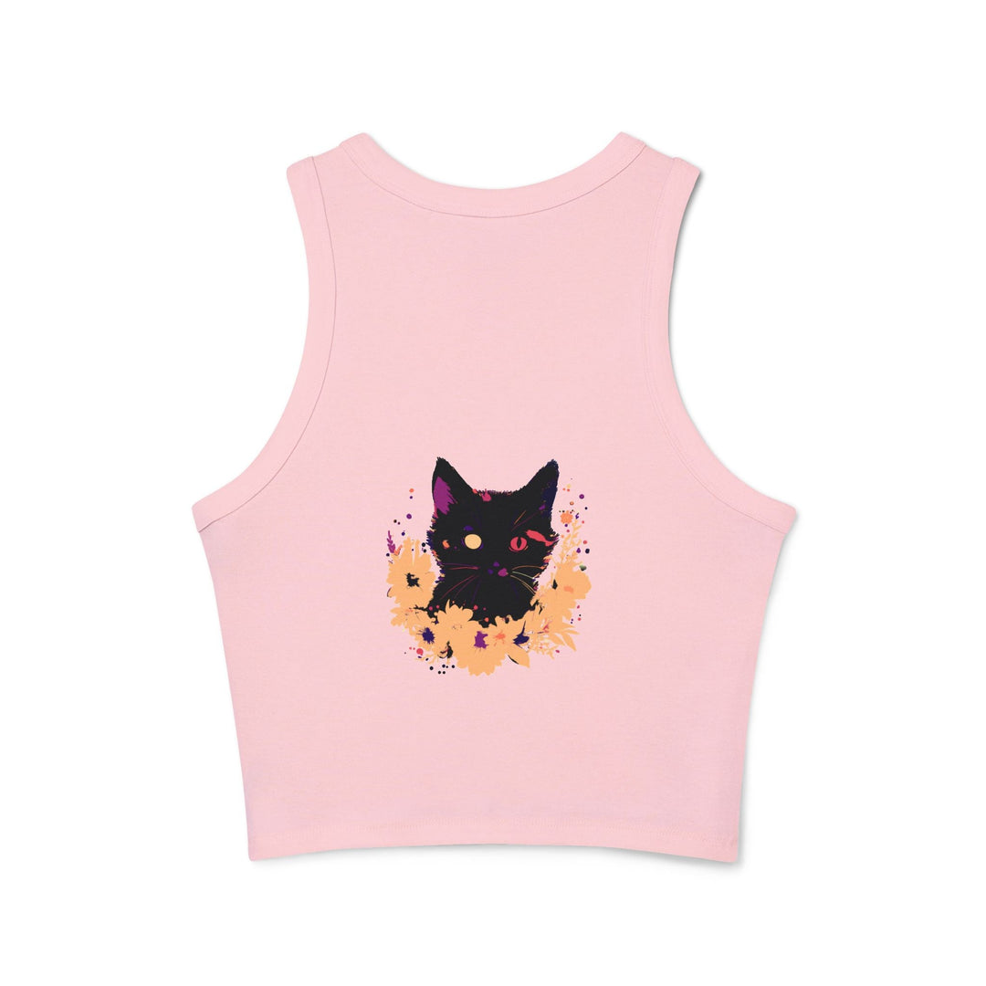 Black Cat Watercolor Racerback Tank Top - Mystical Design Tank Top - Blululi