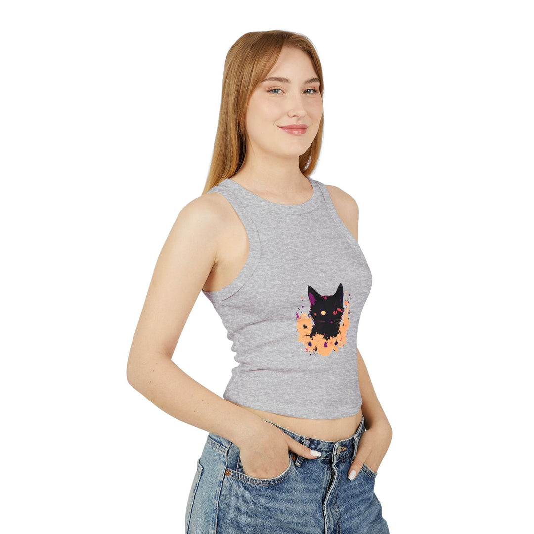 Black Cat Watercolor Racerback Tank Top - Mystical Design Tank Top - Blululi