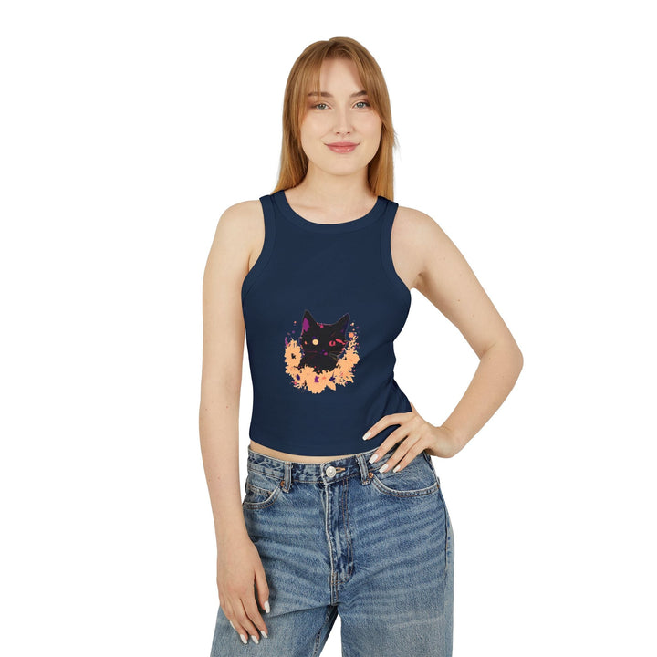 Black Cat Watercolor Racerback Tank Top - Mystical Design Tank Top - Blululi