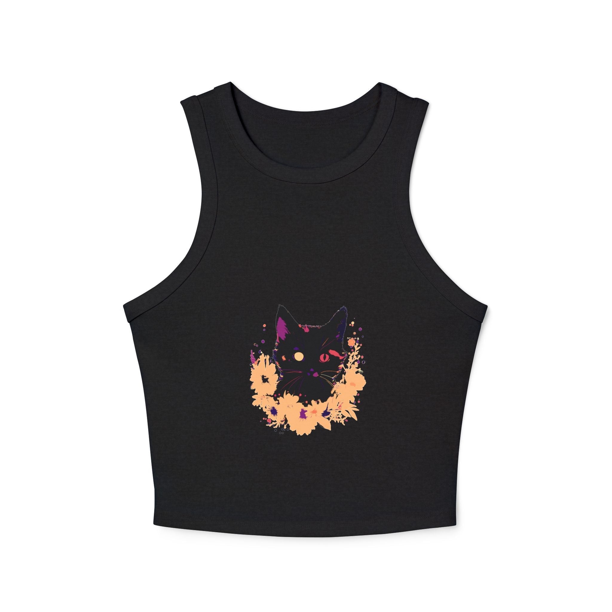 Black Cat Watercolor Racerback Tank Top - Mystical Design Tank Top - Blululi