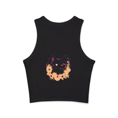 Black Cat Watercolor Racerback Tank Top - Mystical Design Tank Top - Blululi