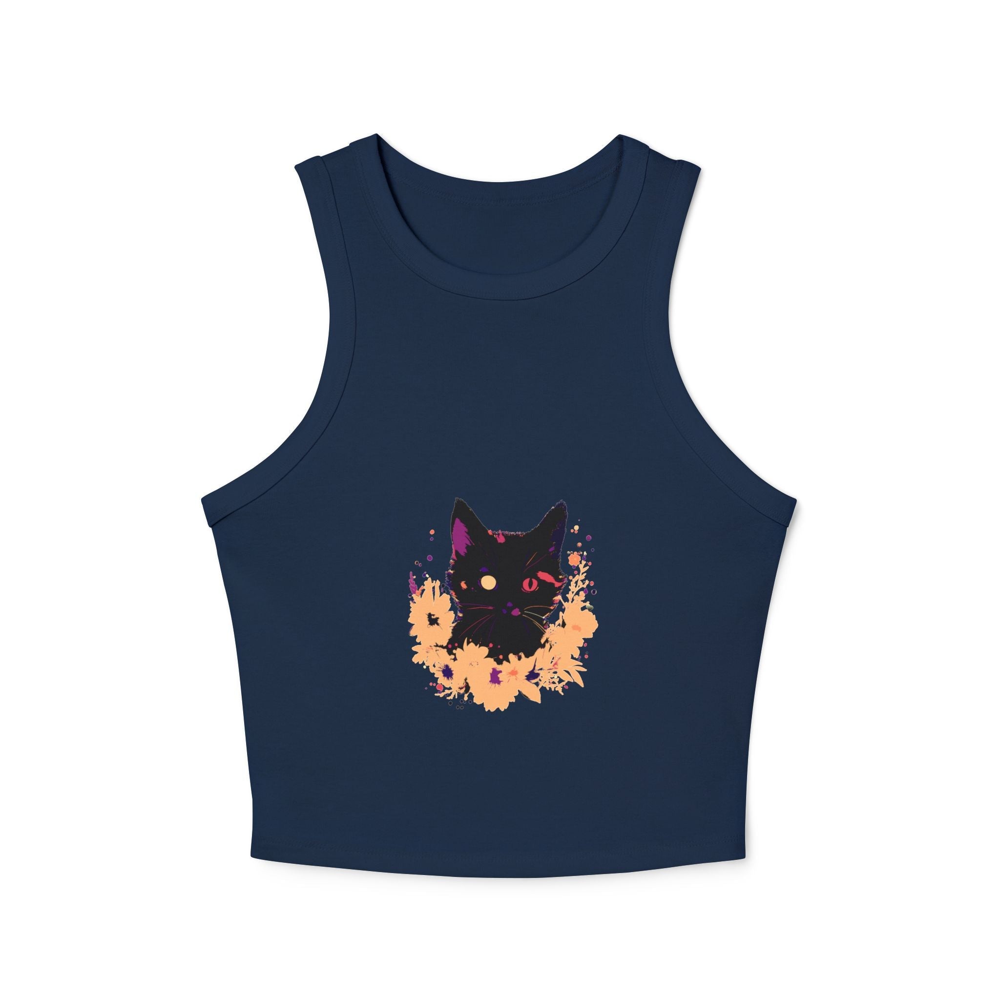 Black Cat Watercolor Racerback Tank Top - Mystical Design Tank Top - Blululi