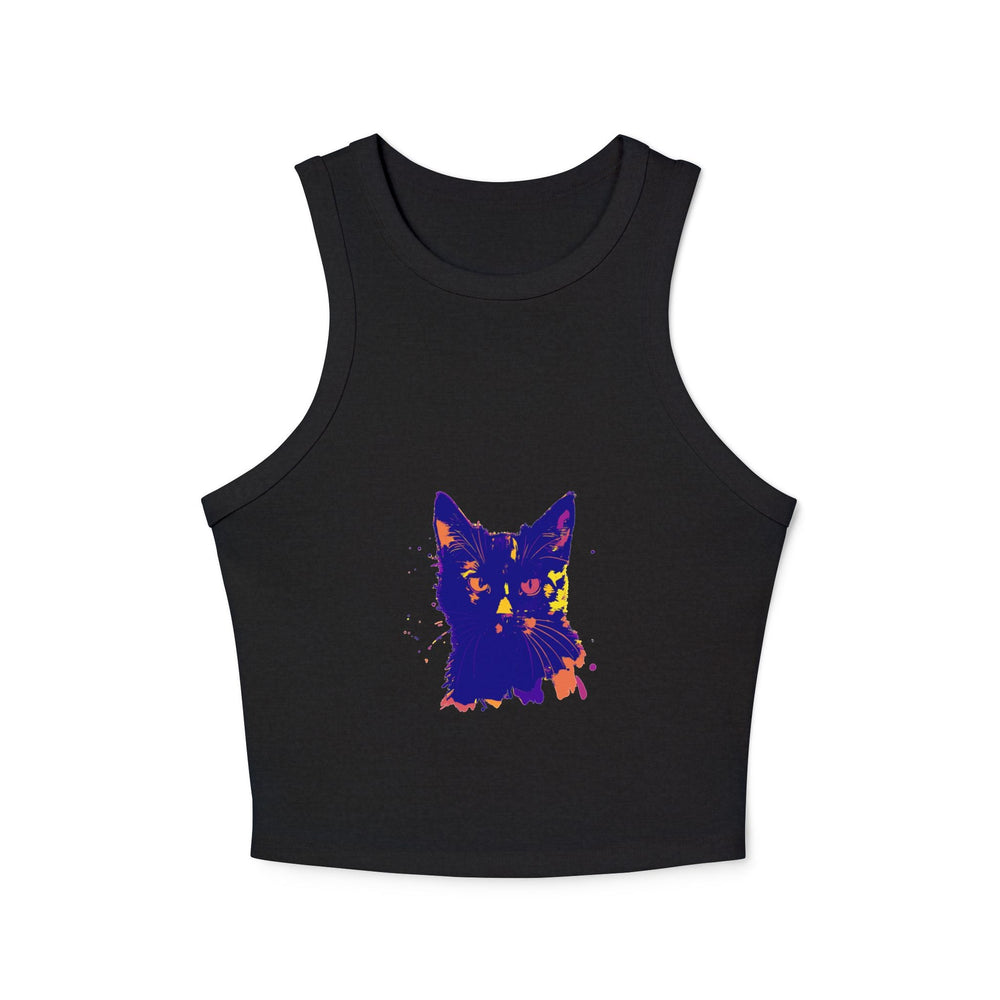Black Cat Watercolor Racerback Tank Top - Playful & Serious Tank Top - Blululi