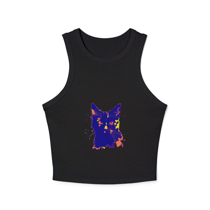 Black Cat Watercolor Racerback Tank Top - Playful & Serious Tank Top - Blululi