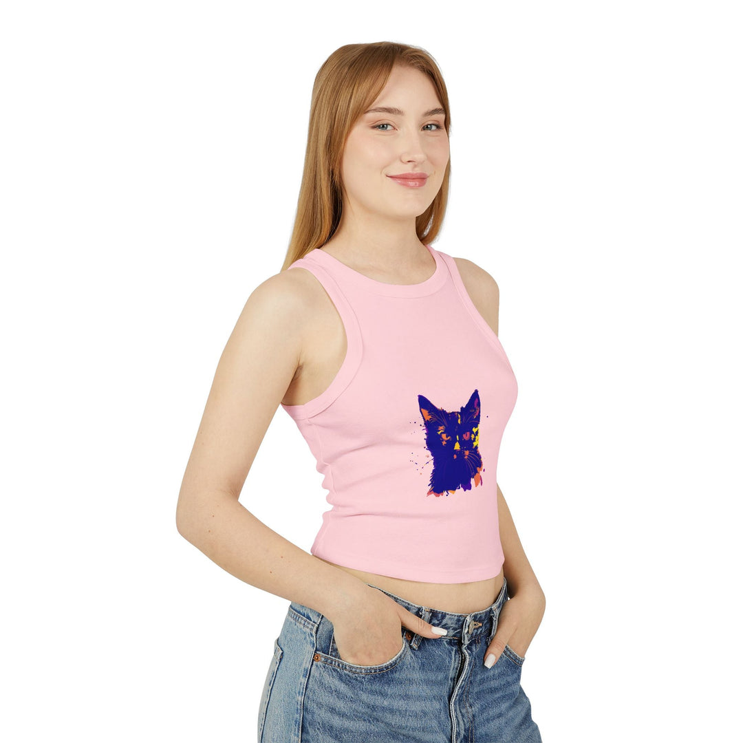 Black Cat Watercolor Racerback Tank Top - Playful & Serious Tank Top - Blululi