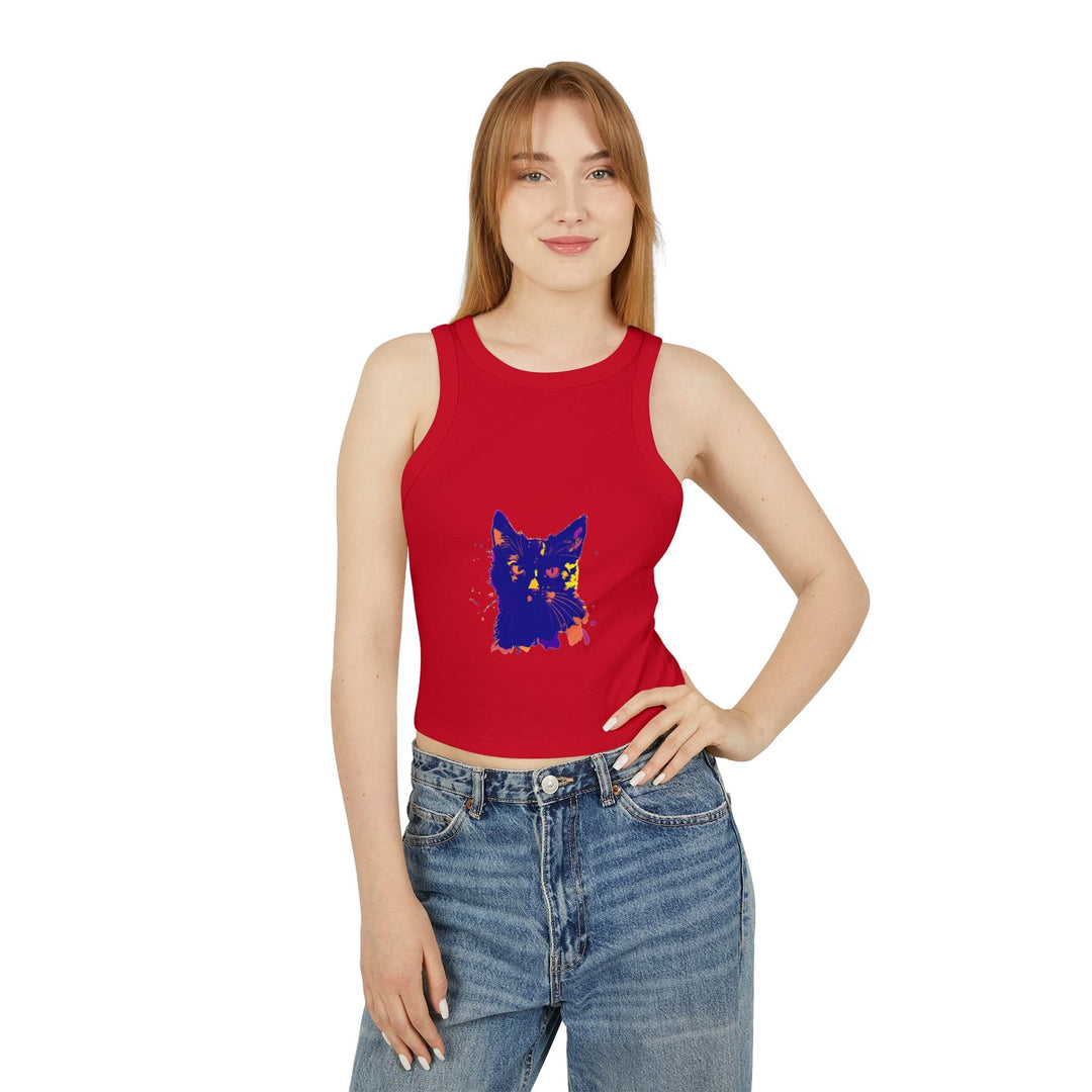 Black Cat Watercolor Racerback Tank Top - Playful & Serious Tank Top - Blululi