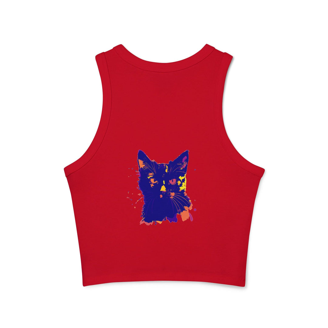 Black Cat Watercolor Racerback Tank Top - Playful & Serious Tank Top - Blululi