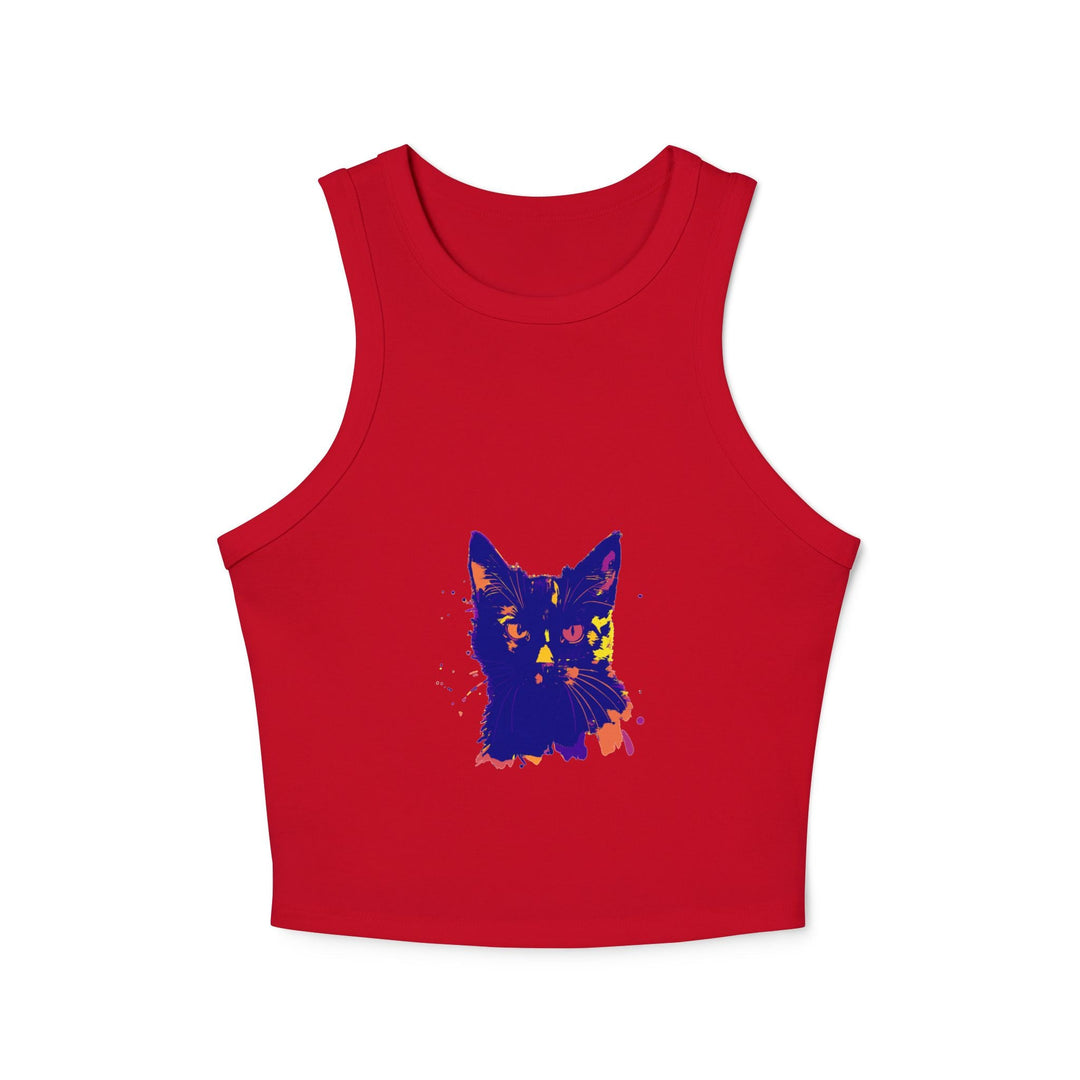 Black Cat Watercolor Racerback Tank Top - Playful & Serious Tank Top - Blululi