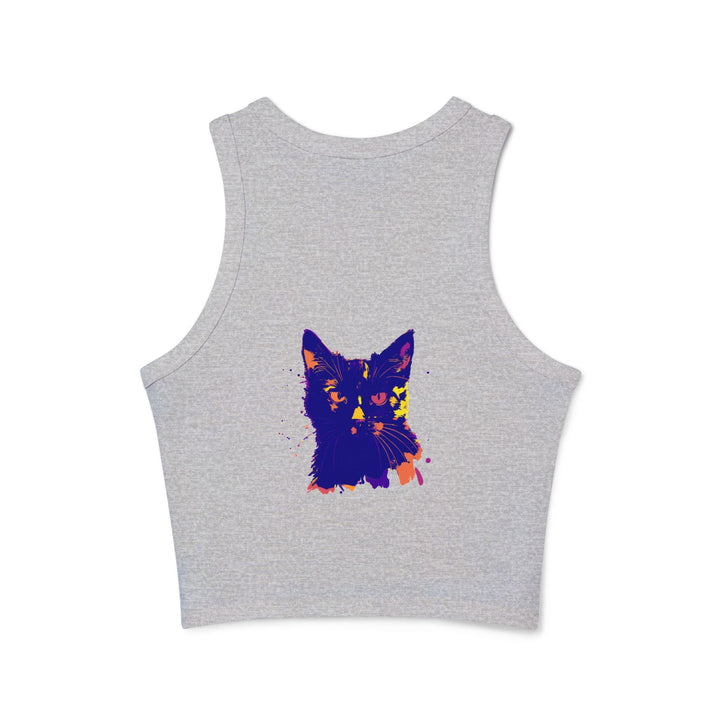 Black Cat Watercolor Racerback Tank Top - Playful & Serious Tank Top - Blululi