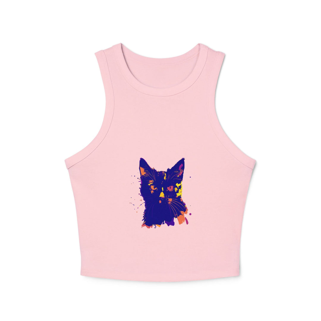 Black Cat Watercolor Racerback Tank Top - Playful & Serious Tank Top - Blululi