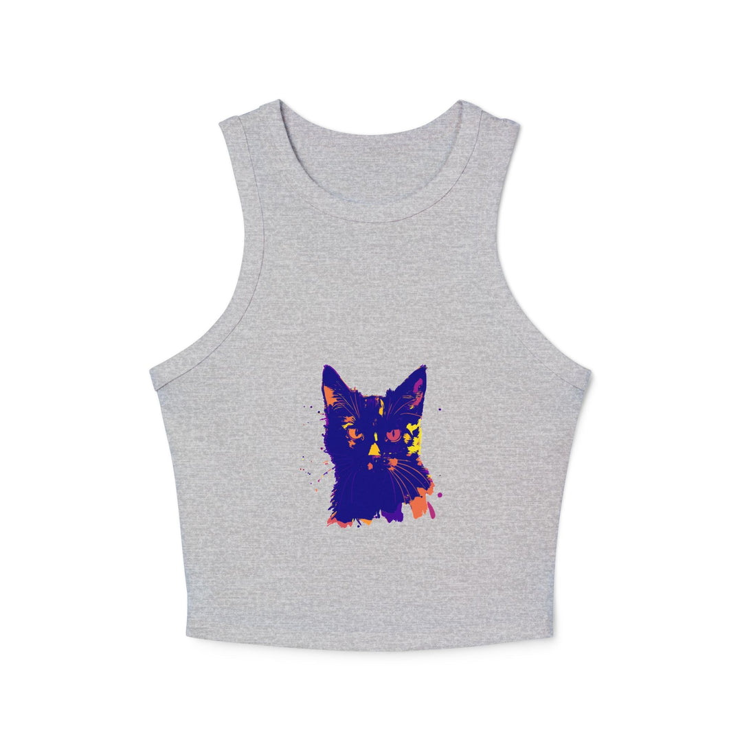 Black Cat Watercolor Racerback Tank Top - Playful & Serious Tank Top - Blululi