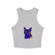Black Cat Watercolor Racerback Tank Top - Playful & Serious Tank Top - Blululi