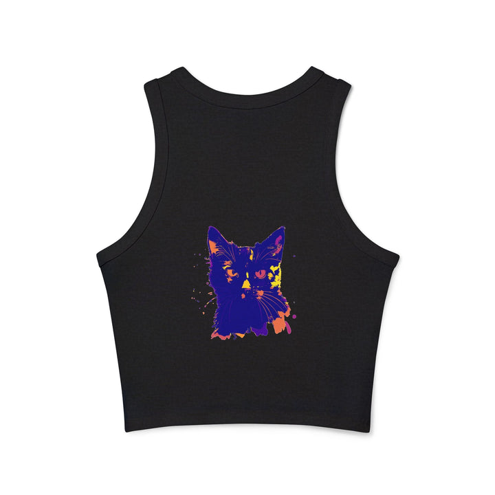 Black Cat Watercolor Racerback Tank Top - Playful & Serious Tank Top - Blululi