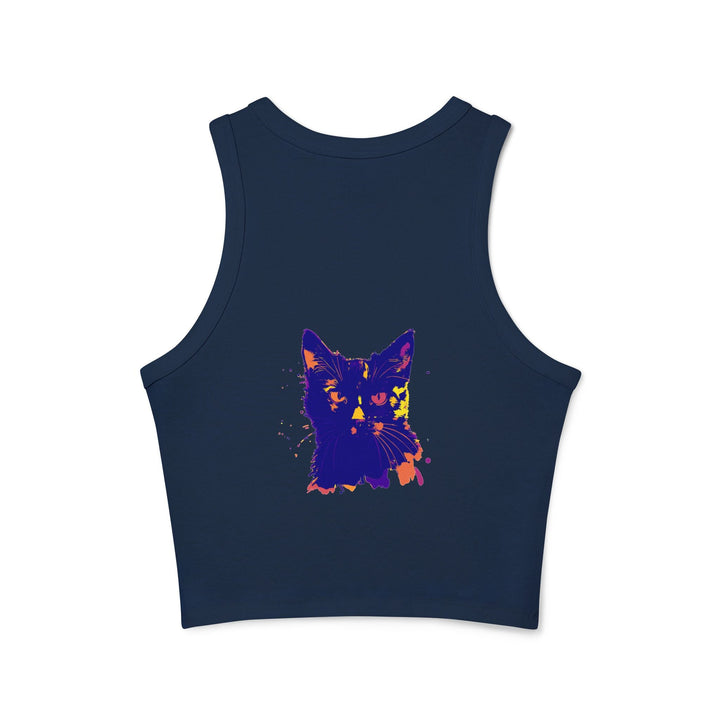 Black Cat Watercolor Racerback Tank Top - Playful & Serious Tank Top - Blululi