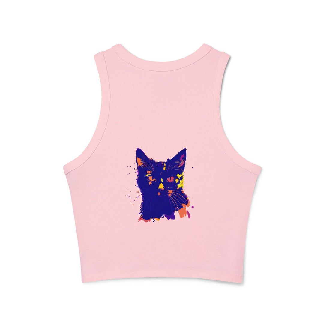 Black Cat Watercolor Racerback Tank Top - Playful & Serious Tank Top - Blululi