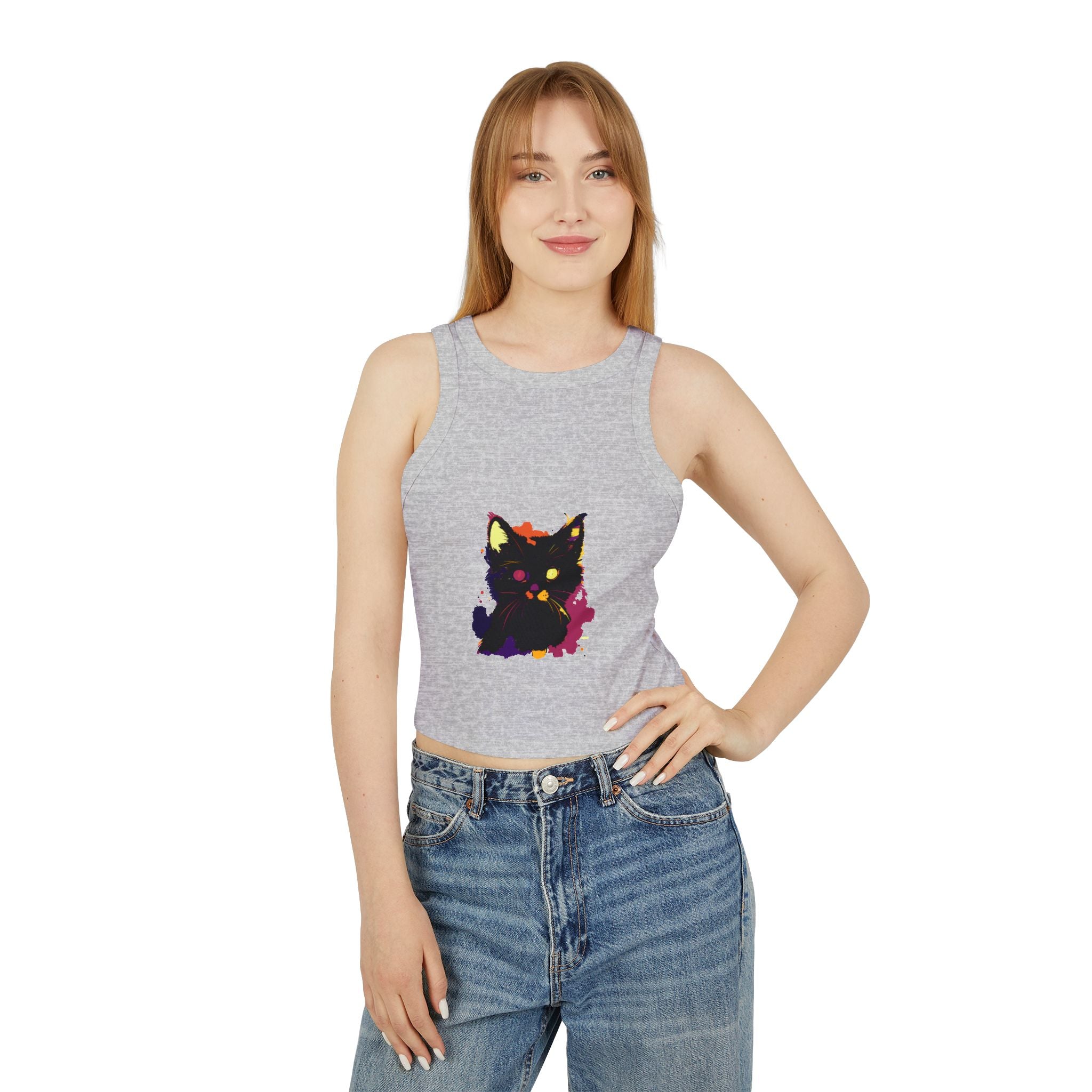 Black Cat Watercolor Racerback Tank Top - Pop Art Tank Top - Blululi