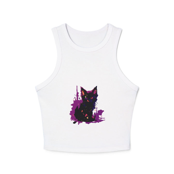 Black Cat Watercolor Racerback Tank Top - Purple Splatter Tank Top - Blululi