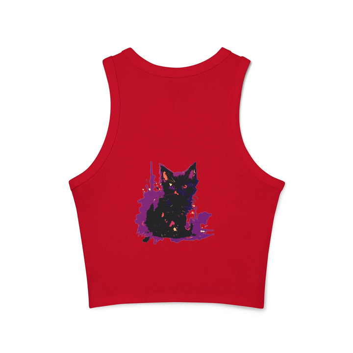 Black Cat Watercolor Racerback Tank Top - Purple Splatter Tank Top - Blululi