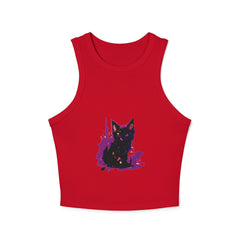 Black Cat Watercolor Racerback Tank Top - Purple Splatter Tank Top - Blululi
