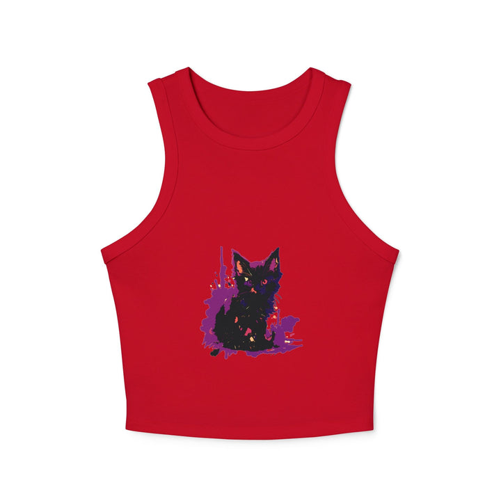 Black Cat Watercolor Racerback Tank Top - Purple Splatter Tank Top - Blululi