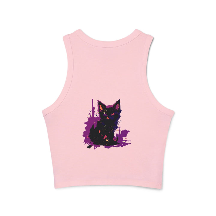 Black Cat Watercolor Racerback Tank Top - Purple Splatter Tank Top - Blululi