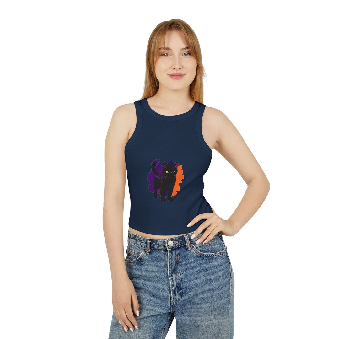 Black Cat Watercolor Racerback Tank Top Tank Top - Blululi