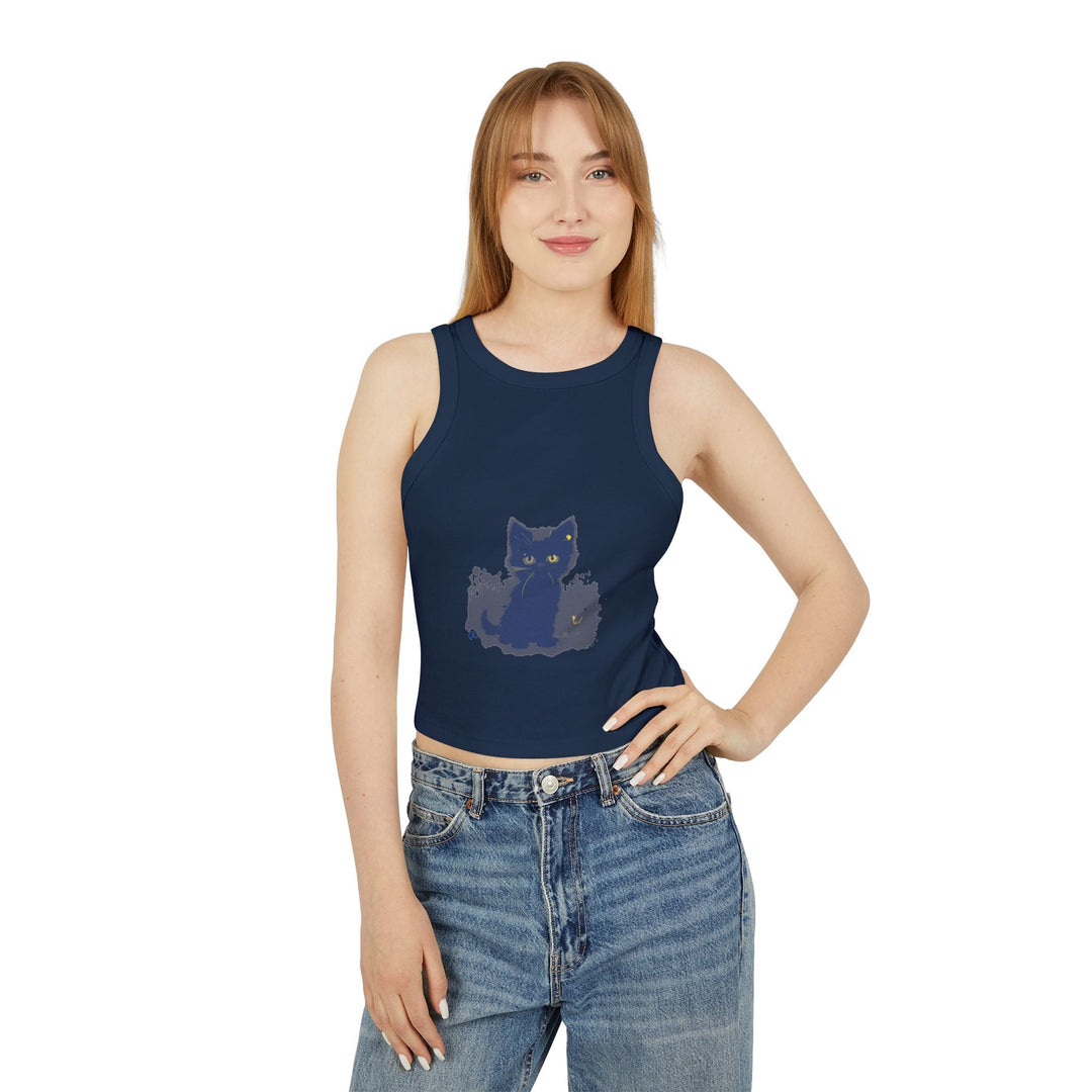 Black Cat Watercolor Racerback Tank Top Tank Top - Blululi