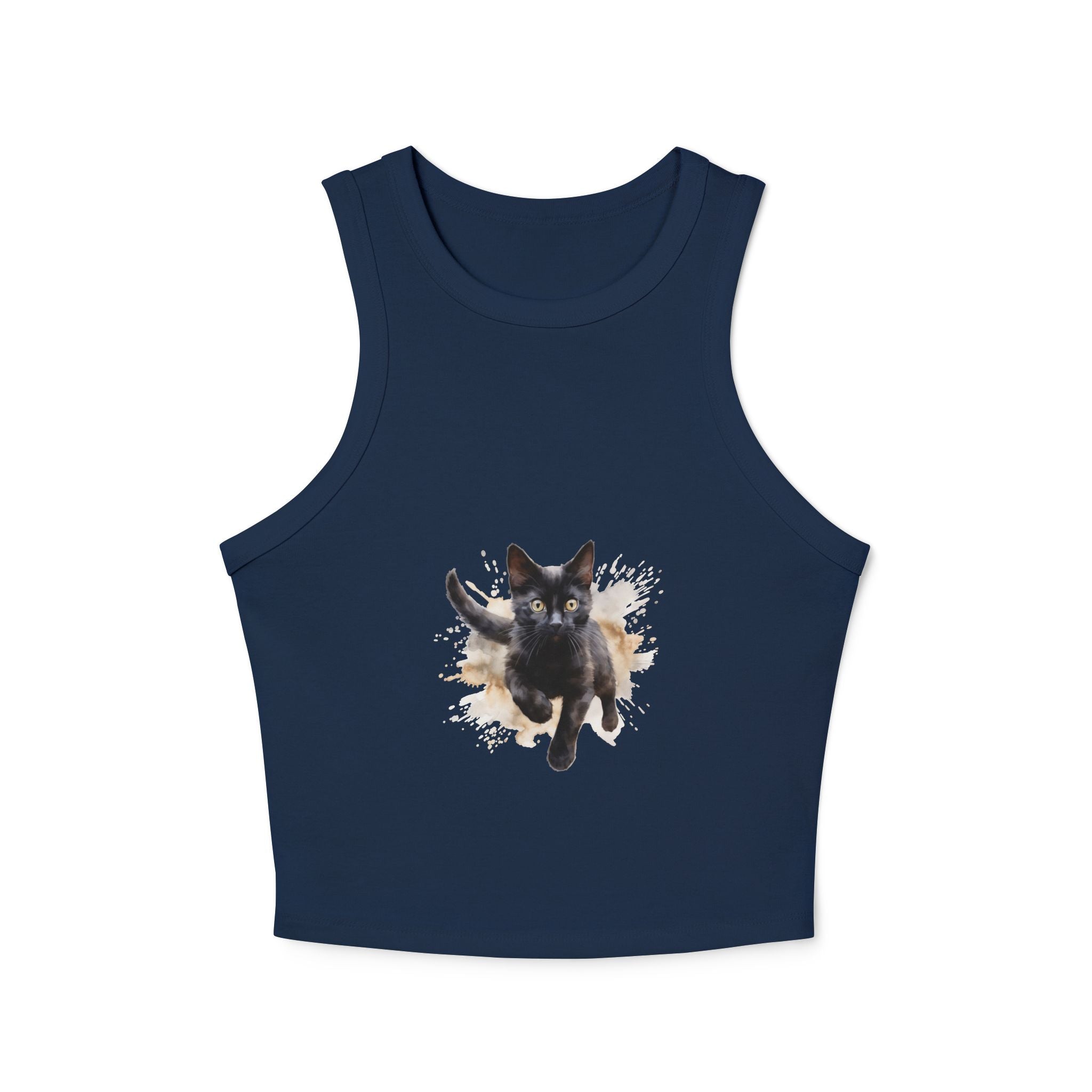 Black Cat Watercolor Racerback Tank Top Tank Top - Blululi