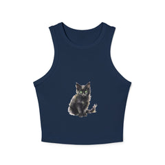 Black Cat Watercolor Racerback Tank Top Tank Top - Blululi