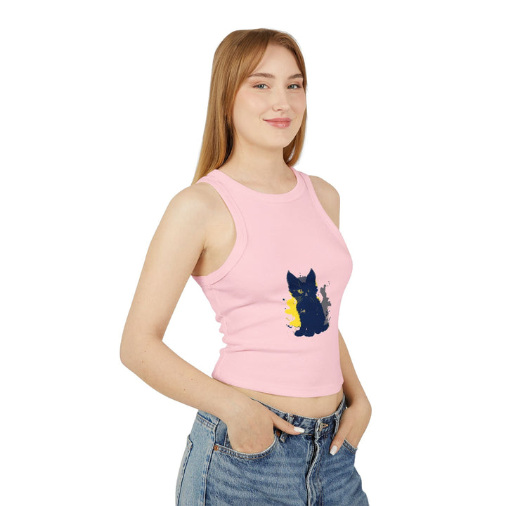 Black Cat Watercolor Racerback Tank Top Tank Top - Blululi