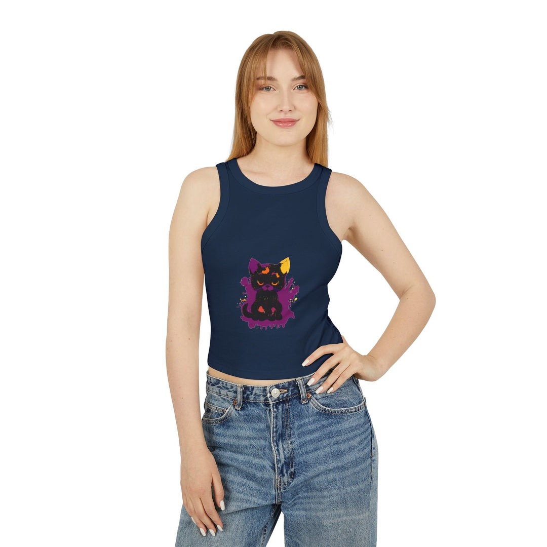 Black Cat Watercolor Racerback Tank Top Tank Top - Blululi