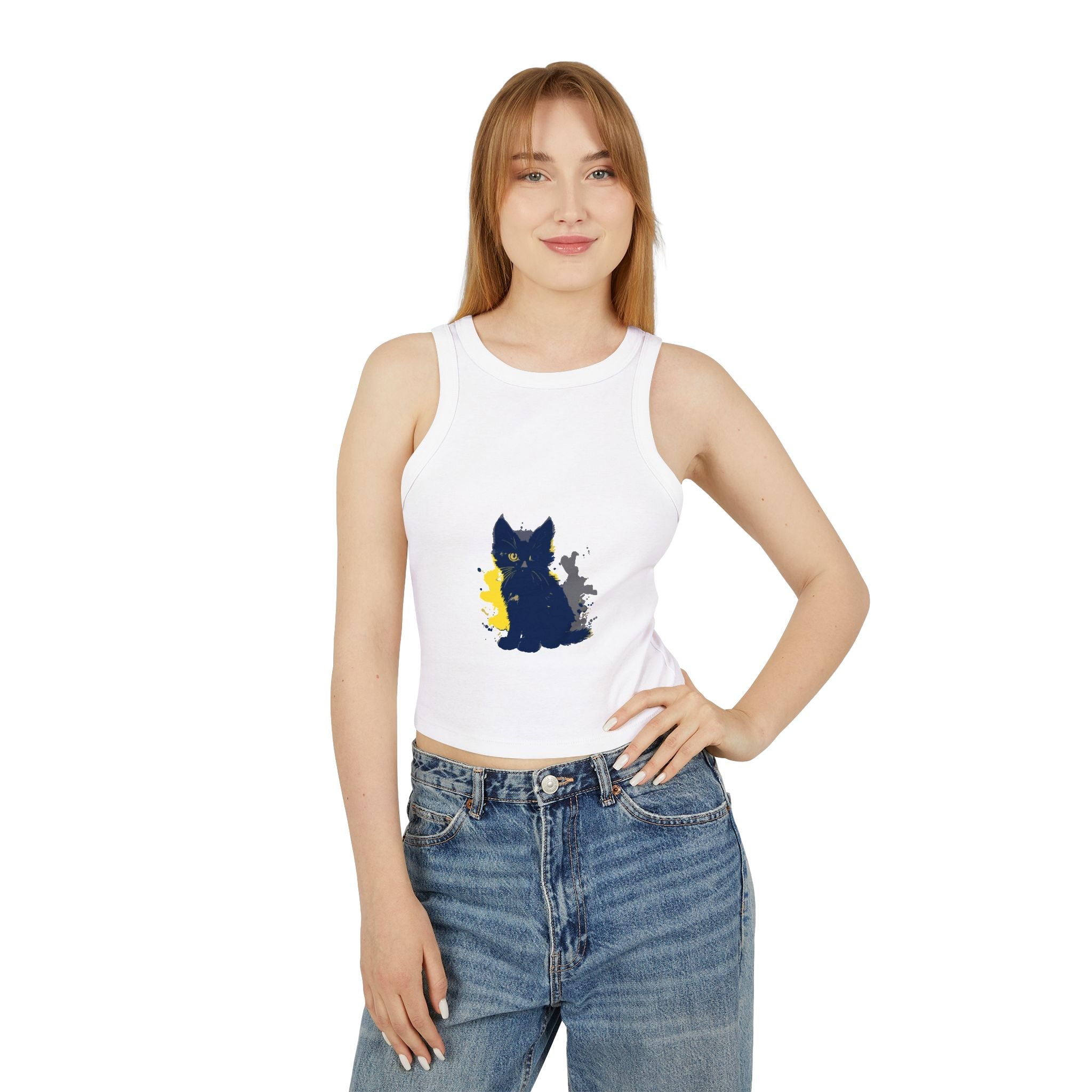 Black Cat Watercolor Racerback Tank Top Tank Top - Blululi