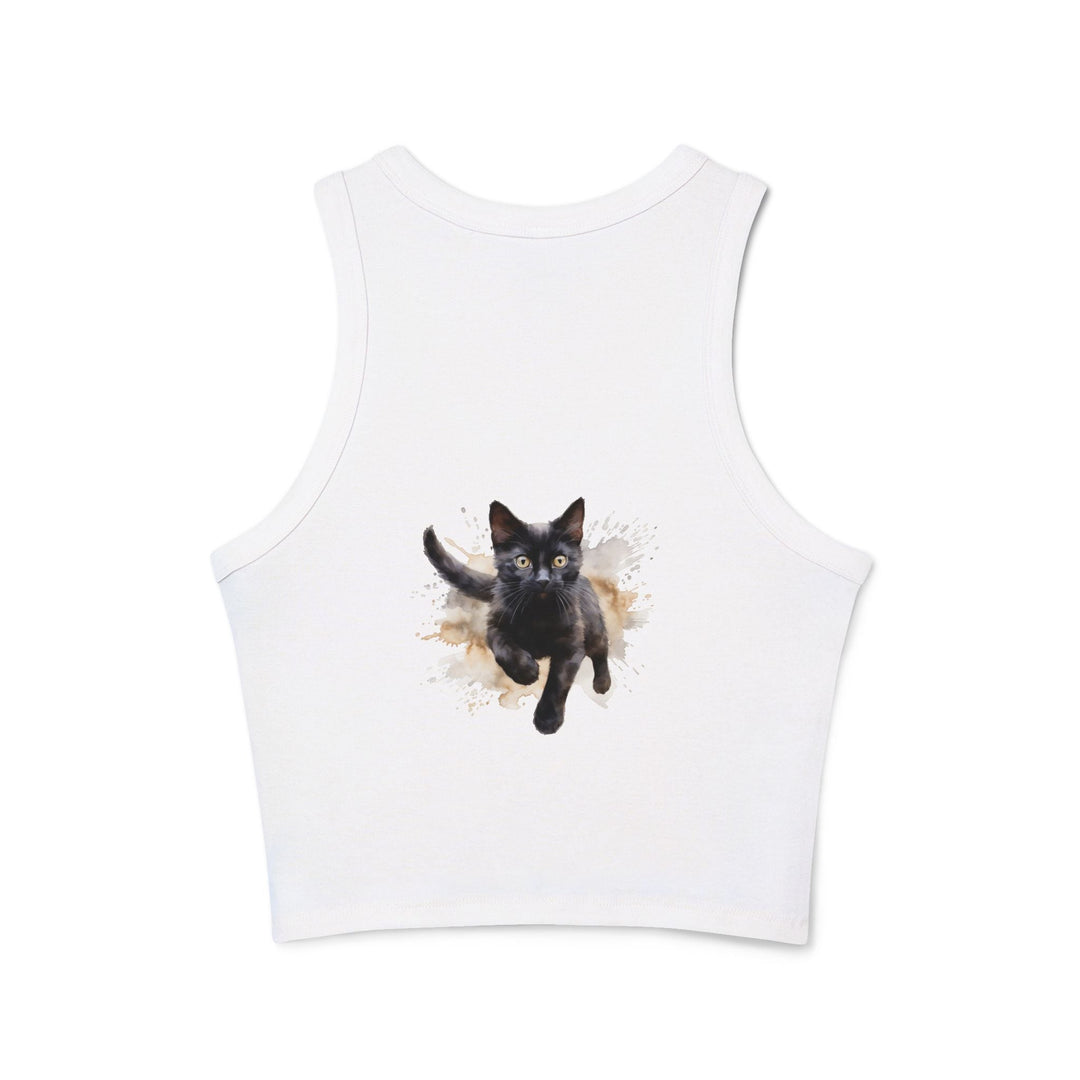 Black Cat Watercolor Racerback Tank Top Tank Top - Blululi