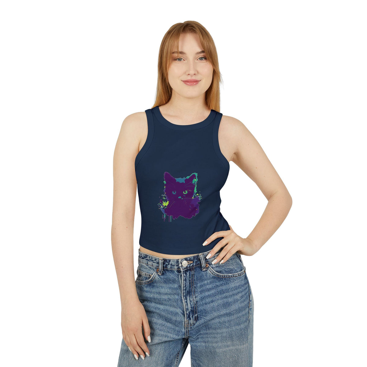 Black Cat Watercolor Racerback Tank Top Tank Top - Blululi