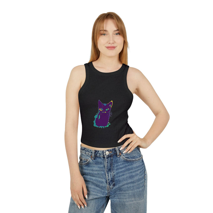 Black Cat Watercolor Racerback Tank Top Tank Top - Blululi