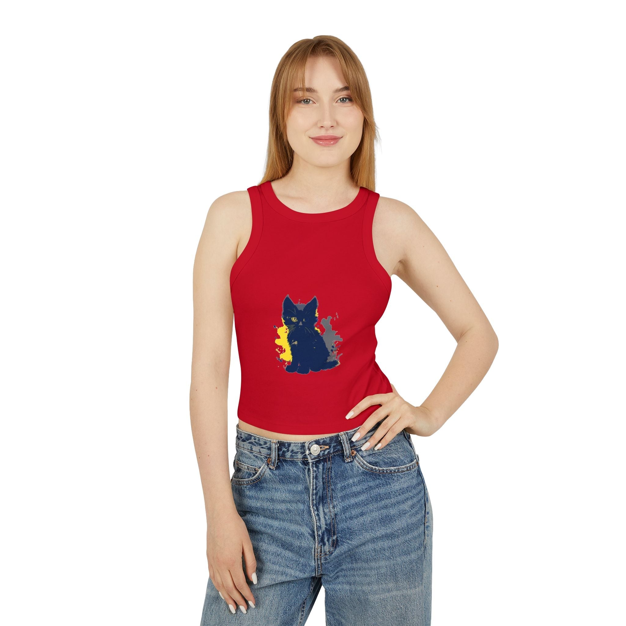 Black Cat Watercolor Racerback Tank Top Tank Top - Blululi