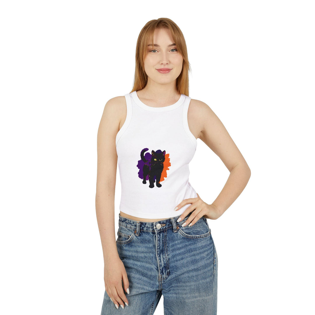 Black Cat Watercolor Racerback Tank Top Tank Top - Blululi