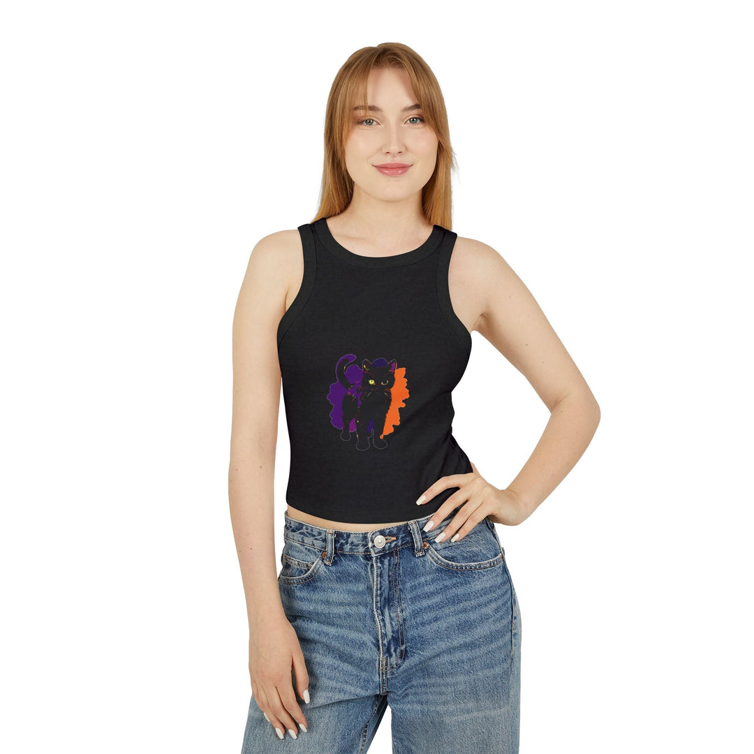 Black Cat Watercolor Racerback Tank Top Tank Top - Blululi