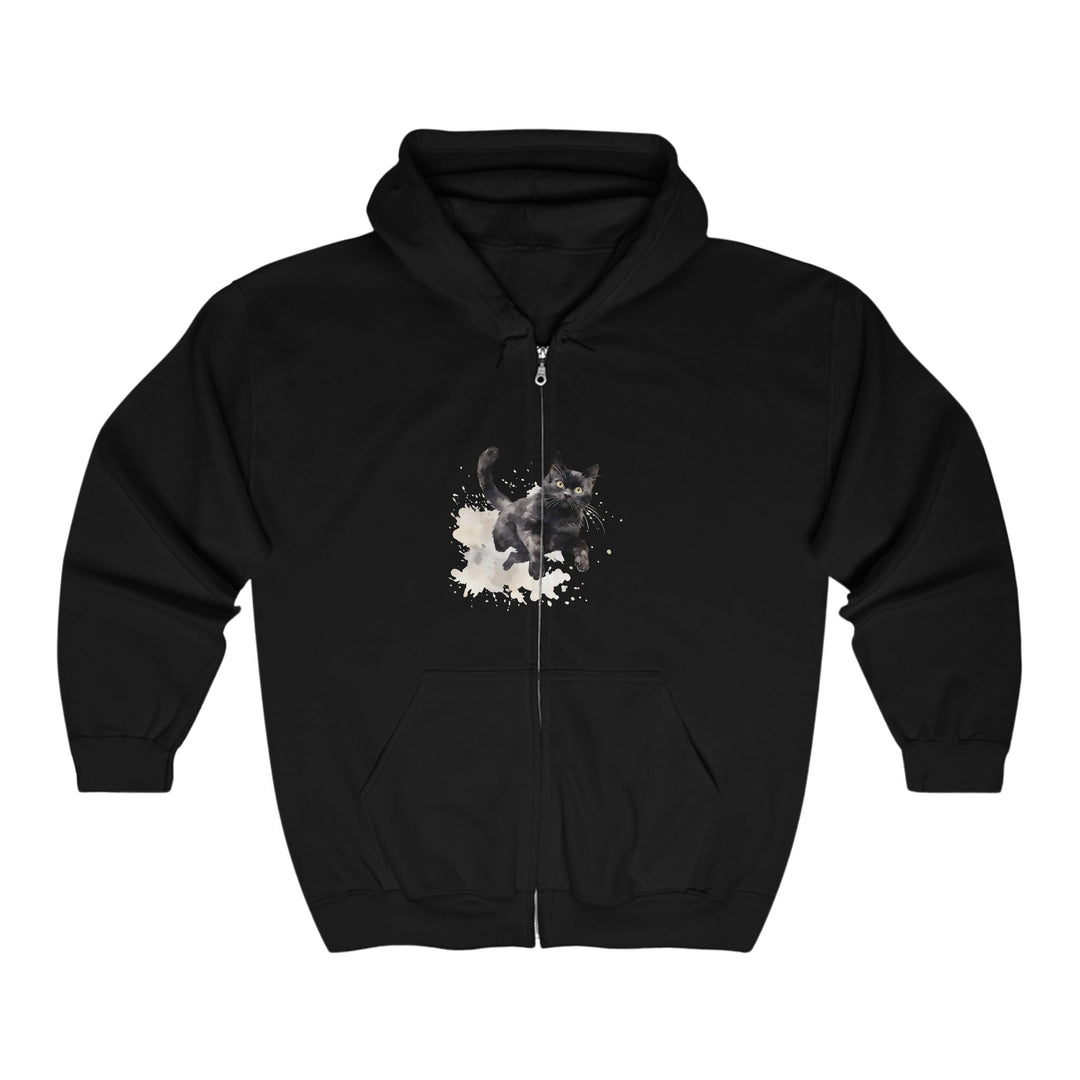 Black Cat Watercolor Splash Hoodie Hoodie - Blululi