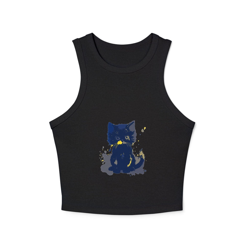 Black Cat Watercolor Tank Top - Ukrainian Colors Tank Top - Blululi