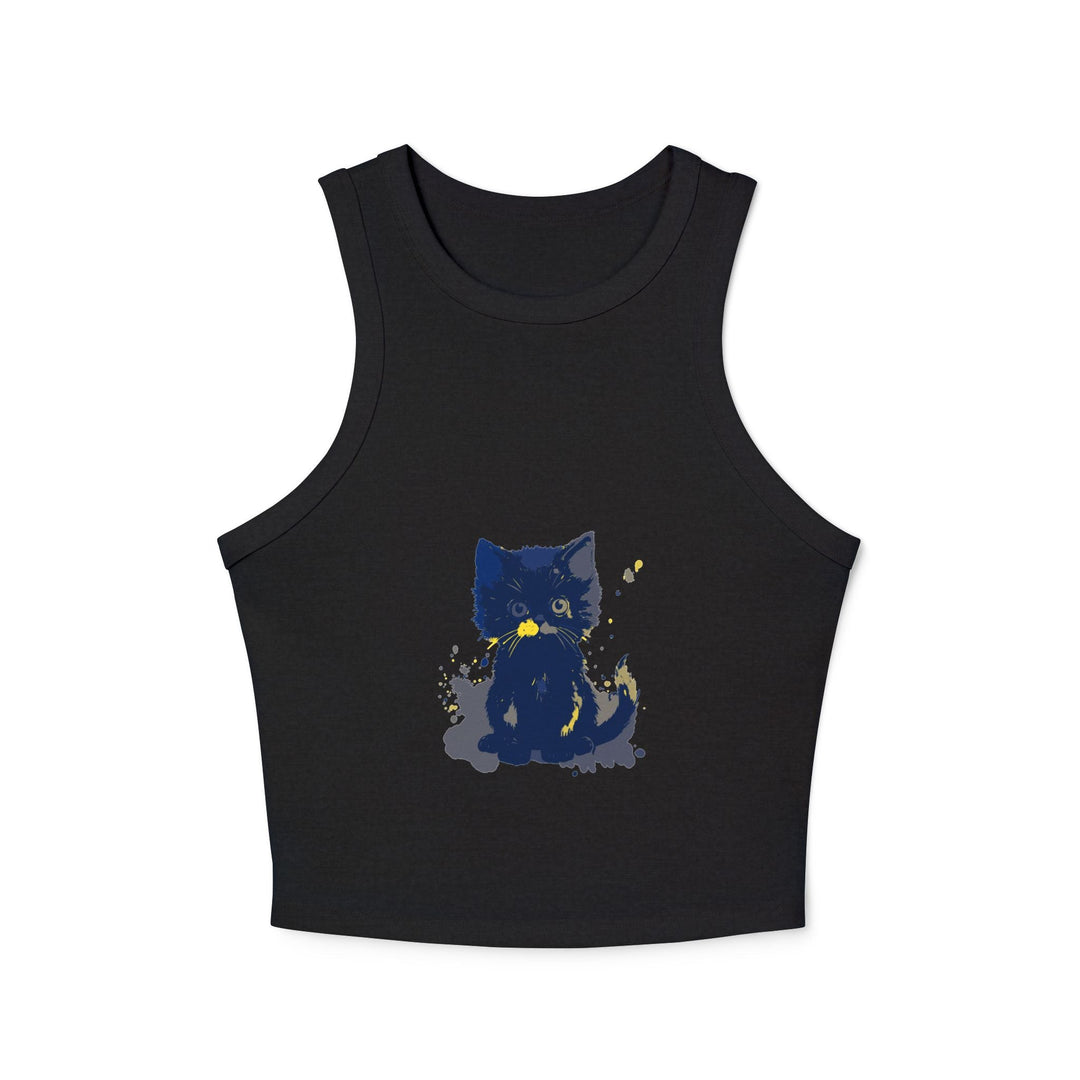 Black Cat Watercolor Tank Top - Ukrainian Colors Tank Top - Blululi