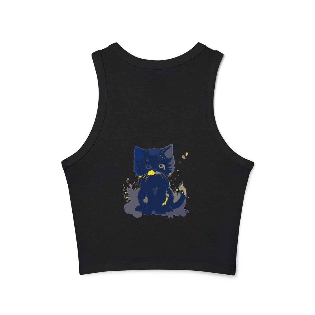 Black Cat Watercolor Tank Top - Ukrainian Colors Tank Top - Blululi