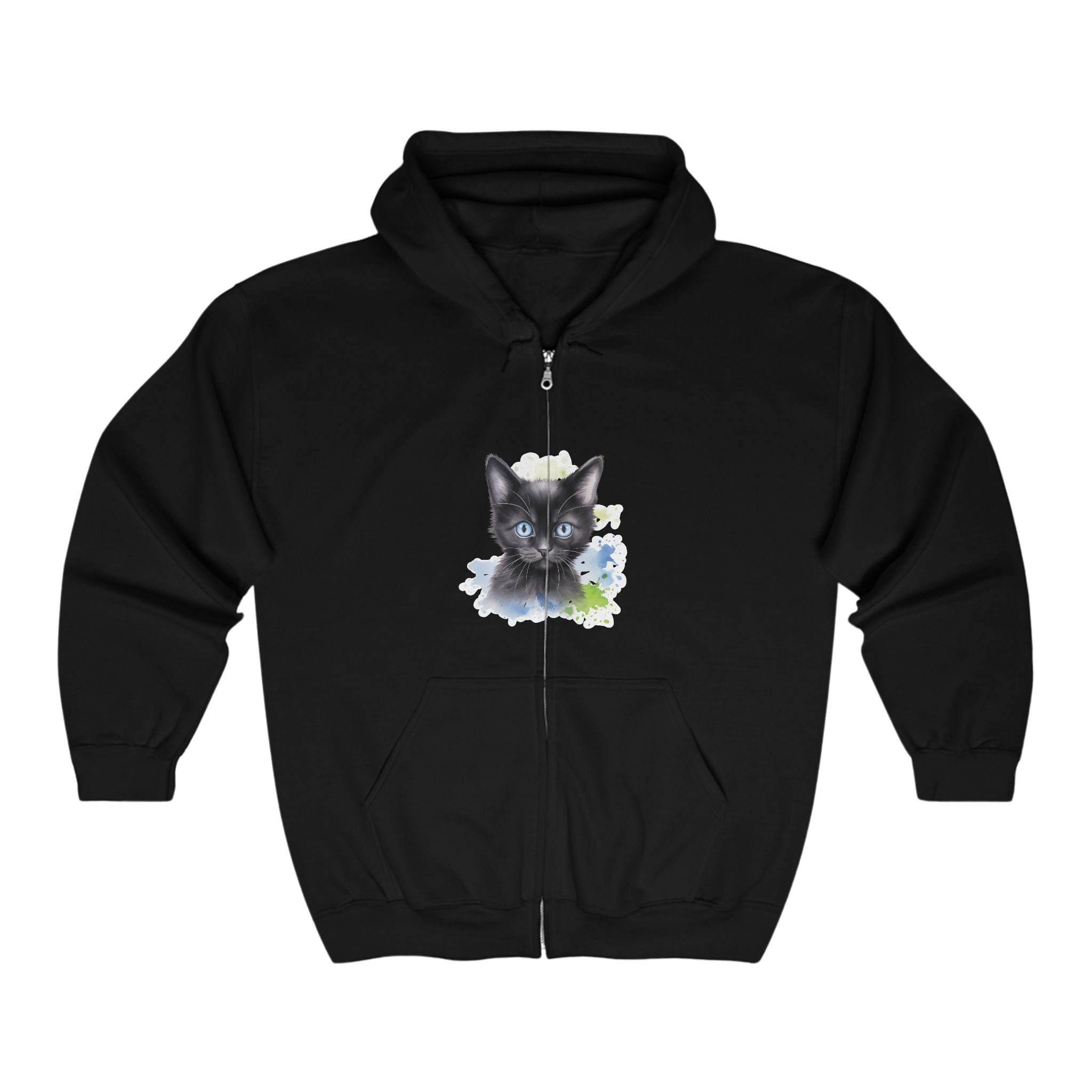 Black Cat with Blue Eyes Hoodie - Cute & Cozy Hoodie - Blululi