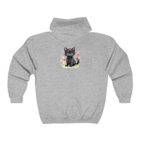 Black Kitten & Flowers Hoodie - Soft & Cozy Hoodie - Blululi