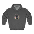 Black Kitten & Flowers Hoodie - Soft & Cozy Hoodie - Blululi