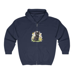 Black Kitten & Flowers Hoodie - Soft & Dreamy Hoodie - Blululi