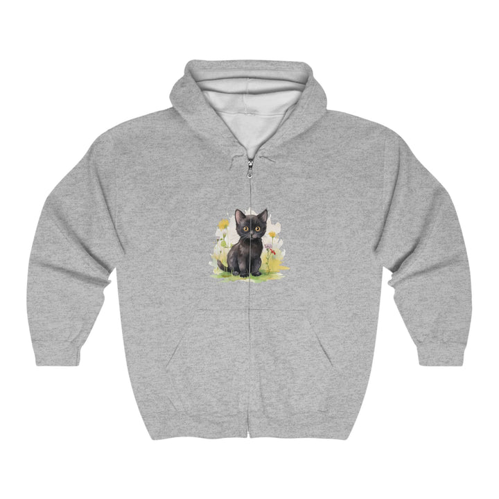 Black Kitten & Flowers Hoodie - Soft & Dreamy Hoodie - Blululi