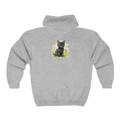 Black Kitten & Flowers Hoodie - Soft & Dreamy Hoodie - Blululi